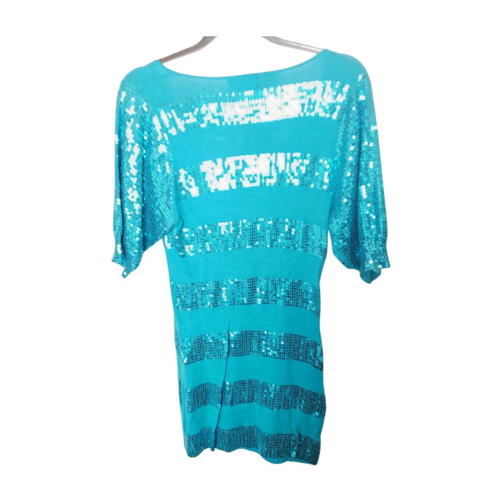 Express Aqua Sequin Striped Mini Top/Dress – Size S - Picture 7 of 12